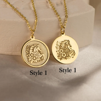 Collier pendentif de jardin de cheval gravé en plaqué or 18K en acier inoxydable bijoux équestres étanches cadeau de piste de course de chevaux