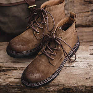 <span class=keywords><strong>Stivali</strong></span> da uomo Maden da uomo in pelle scamosciata Vintage da <span class=keywords><strong>Cowboy</strong></span> da lavoro marrone Casual da esterno stivaletti da trekking primavera RTS 2025 di tendenza - Product Image 1