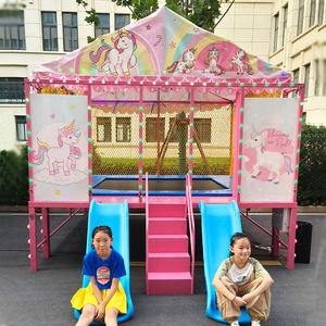 Trampolín Musical para Niños con Toboganes Dobles, Luces LED, Casa <span class=keywords><strong>de</strong></span> Brinco para Interiores y Exteriores, para Fiestas <span class=keywords><strong>de</strong></span> Cumpleaños Infantiles - Product Image 1