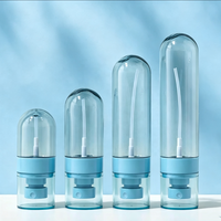 Flacon pulvérisateur rond bleu en PETG pour shampoing, soins capillaires et corporels, sérum et lotion, logo personnalisé, tailles 30-100 ml