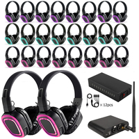 Headphone Silent Disco 3 Saluran RF890, Suara Jernih, 3-5 Saluran, Baterai 12 Jam, Peralatan Silent Disco untuk Pesta Disko