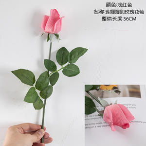 بسعر الجملة ورود وردية رخيصة اللاتكس ذات لمس حقيقي وردة اصطناعية بجذع طويل مفرد لتزيين حفلات الزفاف - Product Image 3