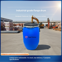 Fût en plastique de grande capacité, à bride épaissie et cerclage en fer, bleu, pour déchets chimiques liquides et enzymes, avec joint d'étanchéité, emballage stratifié, Modèle FLT