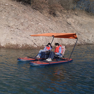<span class=keywords><strong>Bateau</strong></span> Catamaran Gonflable Drop Stitch en Promotion pour 2 Adultes avec Auvent et Sièges – Idéal pour la Pêche et la Détente sur Lac - Product Image 1