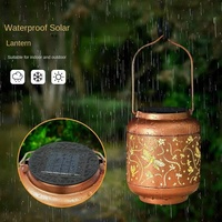 Lámpara LED Solar IP65 Impermeable con Sensor de Luz y Control Remoto, Haz de 360°, Araña de Hierro Forjado Hueca para Jardín y Patio Exterior, CRI 80