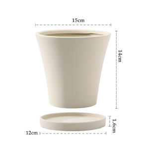 עציץ קרמי ירוק בצבע תה כהה נורדי, צבע ריסוס מלאכותי, מגש סופג מים נושם לעציצים שולחניים - Product Image 6