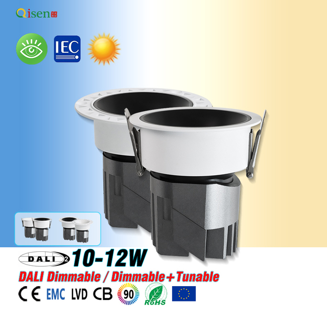 Dali Dimmable COB 10W 12W Led Downlight Recessed Anti Glare CCT Adjustable Tunable Spotlight 75MM Led Spot Down Light