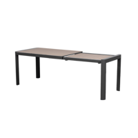 Table d'extérieur moderne en aluminium, plateau à lattes toutes saisons, extensible, pour jardin, salle à manger, école, villa, cour arrière, finition thermolaquée