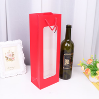 Bolsa de Papel Kraft Transparente Personalizada con Ventana para Regalos de Navidad de Pequeñas Empresas, para Botellas de Vino, con Asa
