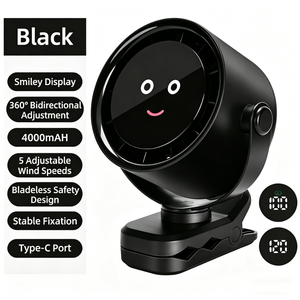 Ventilador de clip para cochecito de bebé sin aspas, precio mayorista, ventilador circulador de aire turbo de 5 velocidades, ventilador de refrigeración USB recargable para el hogar y exteriores - Product Image 1