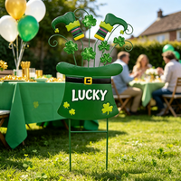 Piquet de jardin en métal résistant aux intempéries, motif trèfle porte-bonheur, pour la Saint-Patrick, décoration extérieure de fête