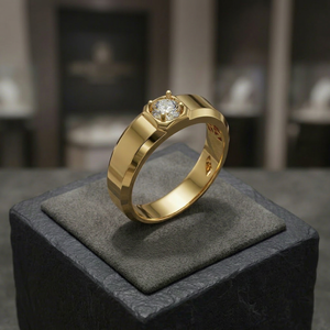 แหวนแต่งงานเพชรเม็ดเดี่ยวเพาะเลี้ยงในห้องปฏิบัติการทองคำ 14K แบบสั่งทำพิเศษสำหรับผู้ชาย |   ผู้ผลิตเครื่องประดับหรูหราที่ได้รับการรับรองจาก IGI แบบ OEM/ODM - Product Image 1