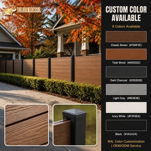 Panneau de clôture composite WPC aspect <span class=keywords><strong>bois</strong></span>, écran de jardin extérieur, poteau en aluminium, résistant aux UV, barrière acoustique pour cour - Product Image 5
