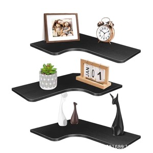 Modern Minimalist L-Shaped Solid Wood Corner <b>Wall</b>-<b>Mounted</b> <b>Shelf</b> Durable Storage Rack For Living Room Kitchen Decoration - Product Image 5