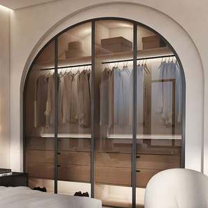 Meubles de chambre à coucher, armoire de rangement, placard, armoire en bois sur mesure avec porte coulissante en verre - Product Image 5