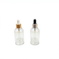 Flacon compte-gouttes rond transparent de 60 ml pour crème visage, emballage cosmétique en PETG, matériau haut de gamme, imprimé à l'écran, marque HMR