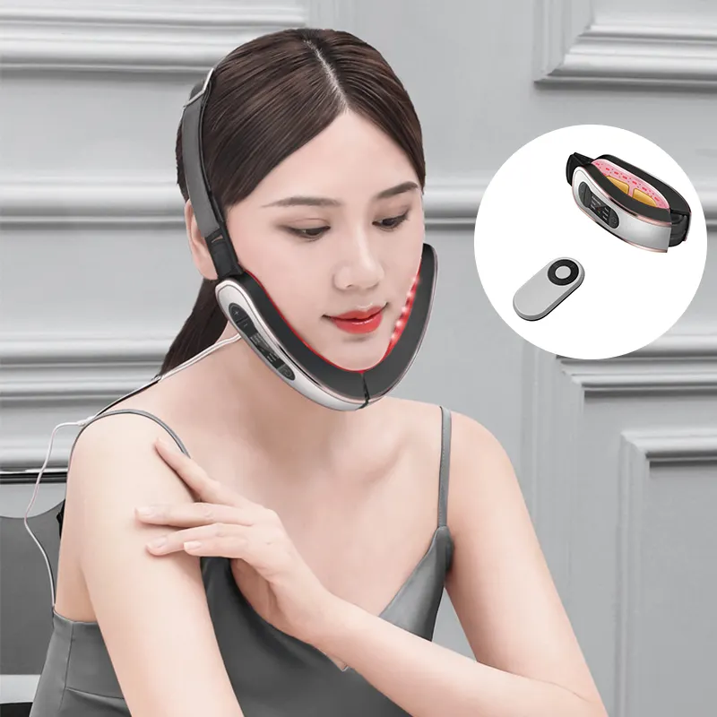 V-face With Lcd Red Blue Light Thin Double Chin Portable Intelligent Firming Face Slimming Instrument Facial Lifting Belt