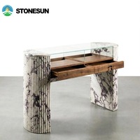 Table console ou table basse en marbre Calacatta Viola StoneSun, meubles en pierre murale, meubles en marbre intemporels pour les maisons