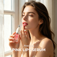 Sérum Lèvres Rose pour Pigmentation Foncée – Traitement Éclaircissant Rapide, Exfoliant et Repulpant – Formule Botanique Format Voyage à l'Aloe Vera et au Beurre de Karité