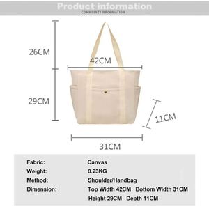 Bolsos de Hombro de Lujo para Mujer con Logotipo Personalizado de Alta Calidad, Bolsa de Compras de Lona Reutilizable Ecológica con Bolsillos - Product Image 3