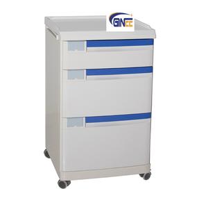 خزانة طبية جانبية للسرير من البلاستيك الأزرق <span class=keywords><strong>ABS</strong></span> من Ginee Medical - أثاث مستشفى طبي مع عجلات وأدراج وخزانة - Product Image 3