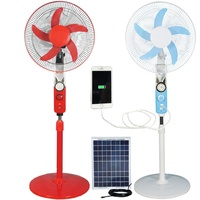 Vente en gros Ventilateur de sol solaire de 16 pouces avec lumières LED USB 12V DC à 5 feuilles Contrôle mécanique Matière plastique pour hôtels Ménages