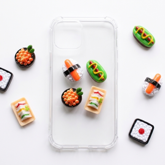 20pcs 3D sushi pizza Food Resin Charms Flatback Kawaii Junk Phone Case Charms Japanese snack culture Decoration foodie Theme
