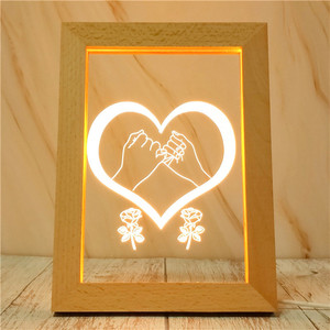 Cadre <span class=keywords><strong>Photo</strong></span> en bois <span class=keywords><strong>3D</strong></span> LED <span class=keywords><strong>Photo</strong></span> et texte lampe de Table personnalisée USB cadre <span class=keywords><strong>Photo</strong></span> veilleuse cadeau personnalisé - Product Image 2