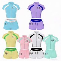 Ensemble de vêtements pour femmes en gros, ensemble deux pièces décontracté d'été avec chemise à manches courtes et short color block en nylon et élasthanne