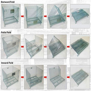 Jaula de malla de alambre Mracking, jaula portátil de estructura plegable y apilable con rueda para almacenamiento en almacén y transporte logístico - Product Image 3