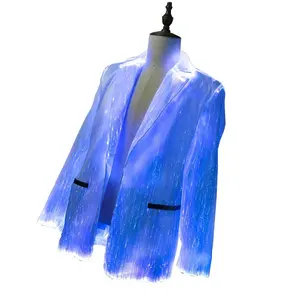 Flashing Rave Fiber Optic Glowing Festival Luminous Glow in the Dark LED Light Jacket Mens Party Blazer