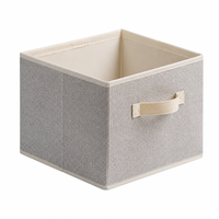 Boîte de rangement pliable en tissu non tissé renforcée par du carton de 2,0 mm, conteneur de rangement imprimé avec poignée en sangle