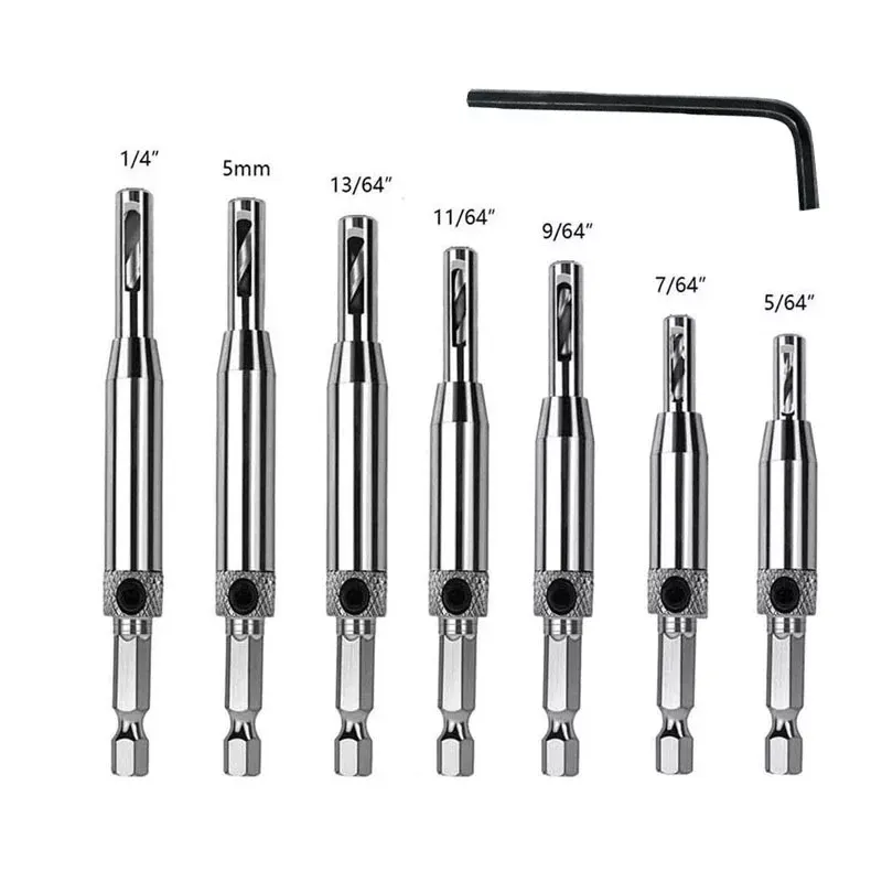 BOMI BMNN-4 hot commodity with Hex Shank Self Centering Hinge Drill Bits for Door Cabinet Self Centering Hinge Drill Bits Set