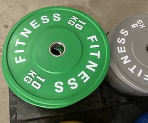 Plaques de pare-chocs en caoutchouc colorées de 20kg avec logo OEM Nouveau style Plaques de musculation Fitness Compétition Haltères - Product Image 5