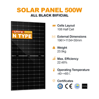 Panneau solaire monocristallin de type N 132 demi-cellules, bifacial, double vitrage, étanche IP68, certifié TUV & CE pour module PV premium