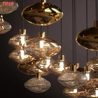 Luminaire suspendu créatif en verre pour salon, lustre moderne pour plafonds hauts, design d'éclairage suspendu
