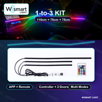 Kit de bande lumineuse LED RGB USB pour l'intérieur de la voiture, avec télécommande via application, synchronisation musicale, pour la décoration du tableau de bord et des portes