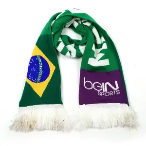 Promotional sports outdoor football gift winter acrylic knitted custom design fans scarf