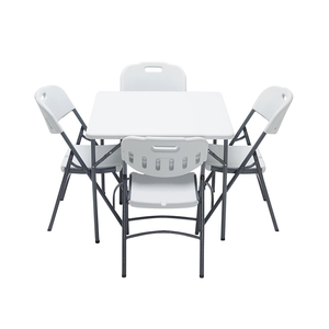 JDZZ-33 <strong>Foldable</strong> Square Plastic <strong>Table</strong> with Steel <strong>Legs</strong> Outdoor Waterproof Stackable Dining <strong>Table</strong> for Parties - Product Image 3