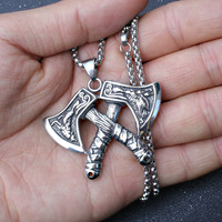 Vintage Odin Rune Viking Tomahawk Pendentif Collier Charme Hommes Collier Nouvelle Mode Hip Hop Punk Accessoires Fête Cadeau Bijoux