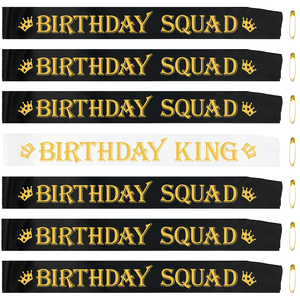 7個入り 面白いキングと部隊のサッシュセット 誕生日パーティーデコレーション 男性へのギフト - Product Image 1