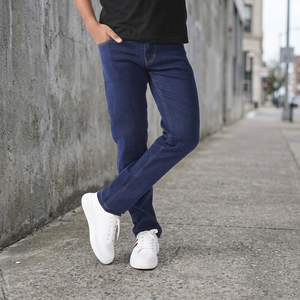 Jeans droits grande taille pour homme, design personnalisé, coton/spandex, adoucissant, couleur résistante à la décoloration, bleu déchiré, poche, mi-hauteur, streetwear rapide - Product Image 2