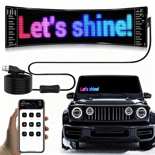 IDEA GIFT Screen LED Light Strips 5V USB IP65 Waterproof Intelligent Car Sticker Led Headlights With Smart APP Control