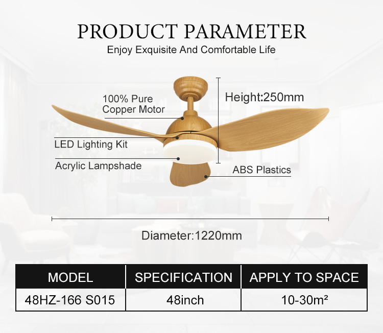 New simple ceiling fan with lamp and remote control ceiling fan lamp frequency conversion DC motor factory OEM