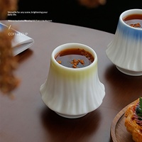 Tasse à café et soucoupe en céramique de porcelaine blanche Suet Jade, motif volcan du Mont Fuji, design rétro de luxe léger, style Silent Wind Homestay