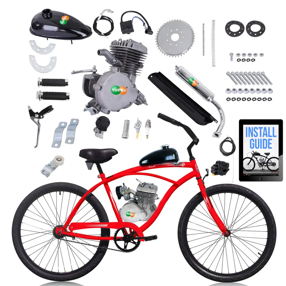 80cc Motorized 2-Stroke Upgrade Bike Conversion Kit DIY Petrol Gas Engine Bicycle Motor Kit Set for 24", 26" and 28" Bikes