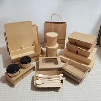 Vente en gros de boîtes à emporter en papier de 54 oz, 8,5*6 x 2 pouces, boîte à lunch en kraft, boîte alimentaire jetable, boîte de rangement