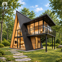 Cabane en bois moderne de luxe à deux étages, mobile, de type A, préfabriquée, petite maison triangulaire pour hôtel de plein air, glamping, complexe hôtelier