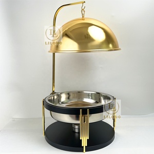 Nuovo Design Lussuoso Scaldavivande in Acciaio Inox Oro e Nero da 10L con Coperchio Sospeso per Hotel, Buffet, Matrimoni e Catering - Product Image 3