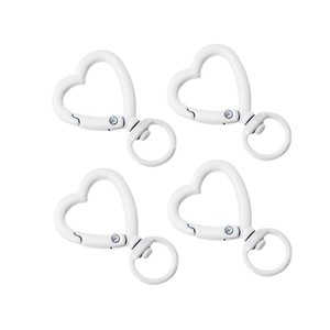 Porte-clés en forme de cœur blanc avec boucle à ressort, accessoires pour sacs et porte-clés, crochet durable en alliage de zinc - Product Image 4